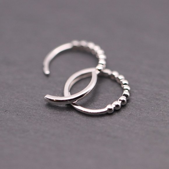 14K Solid Yellow Gold "the Simple Things" Beaded Hoop Earrings - Picture 6 of 6